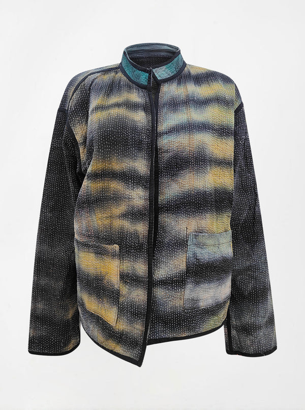 kantha vintage reversible collar vest saaeba (tie and dye)