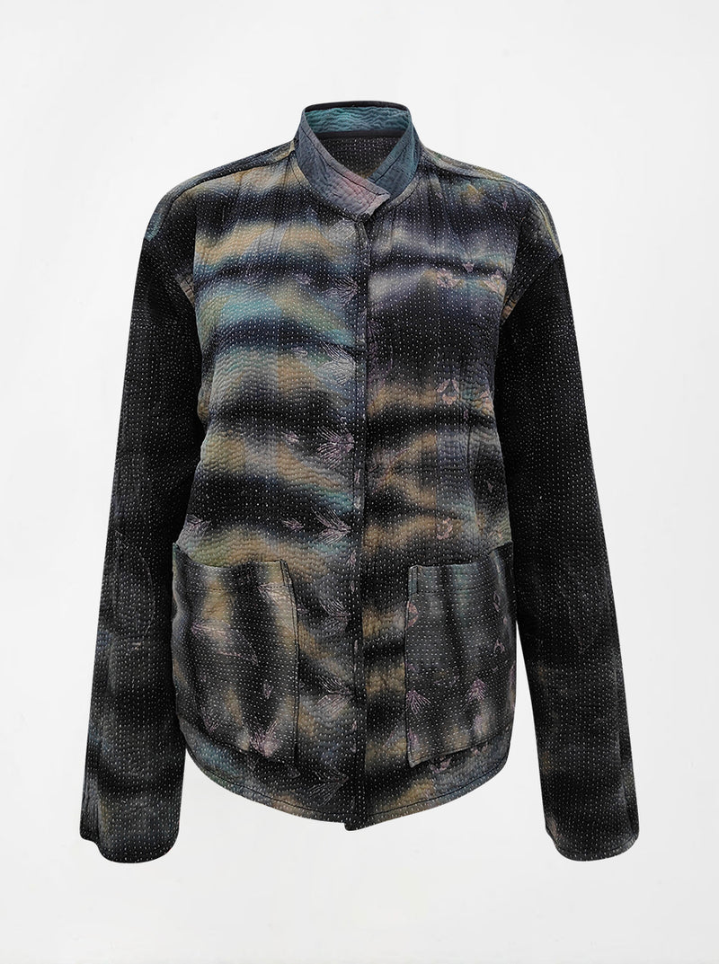 kantha vintage reversible collar vest saaeba (tie and dye)