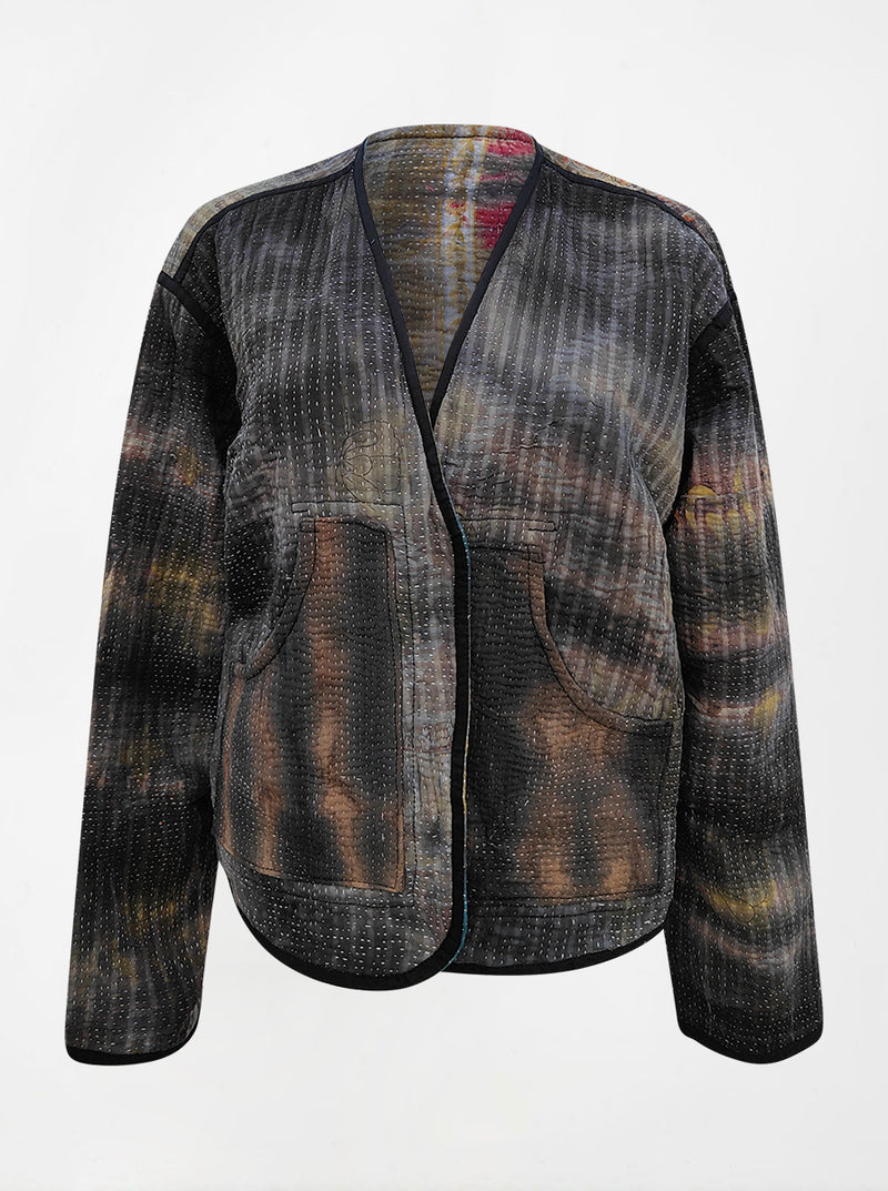 kantha vintage vest with sleeves monika (tie and dye)