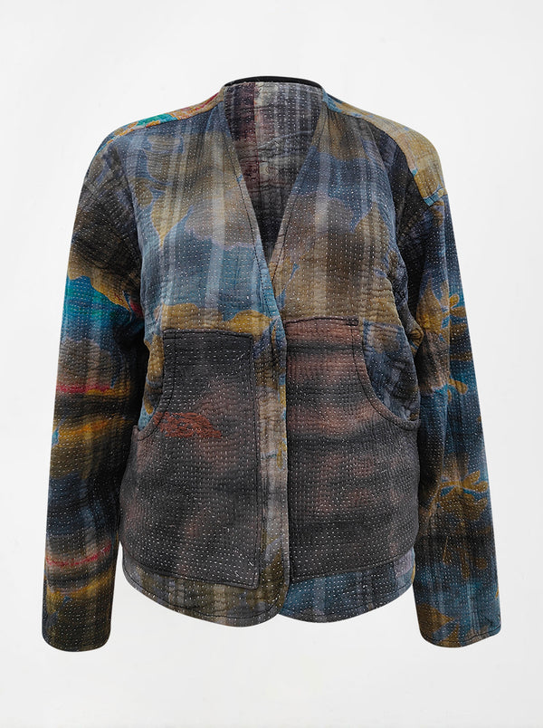 kantha vintage vest with sleeves monika (tie and dye)