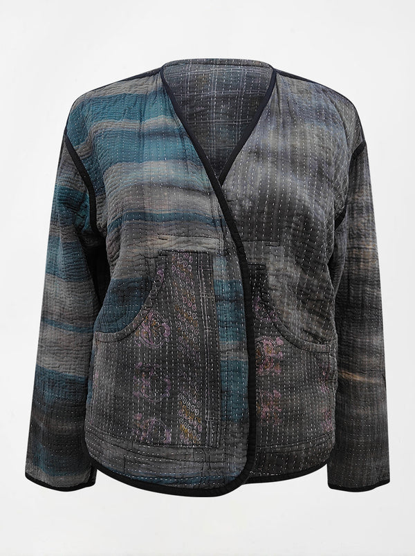 kantha vintage vest with sleeves shravni (tie and dye)