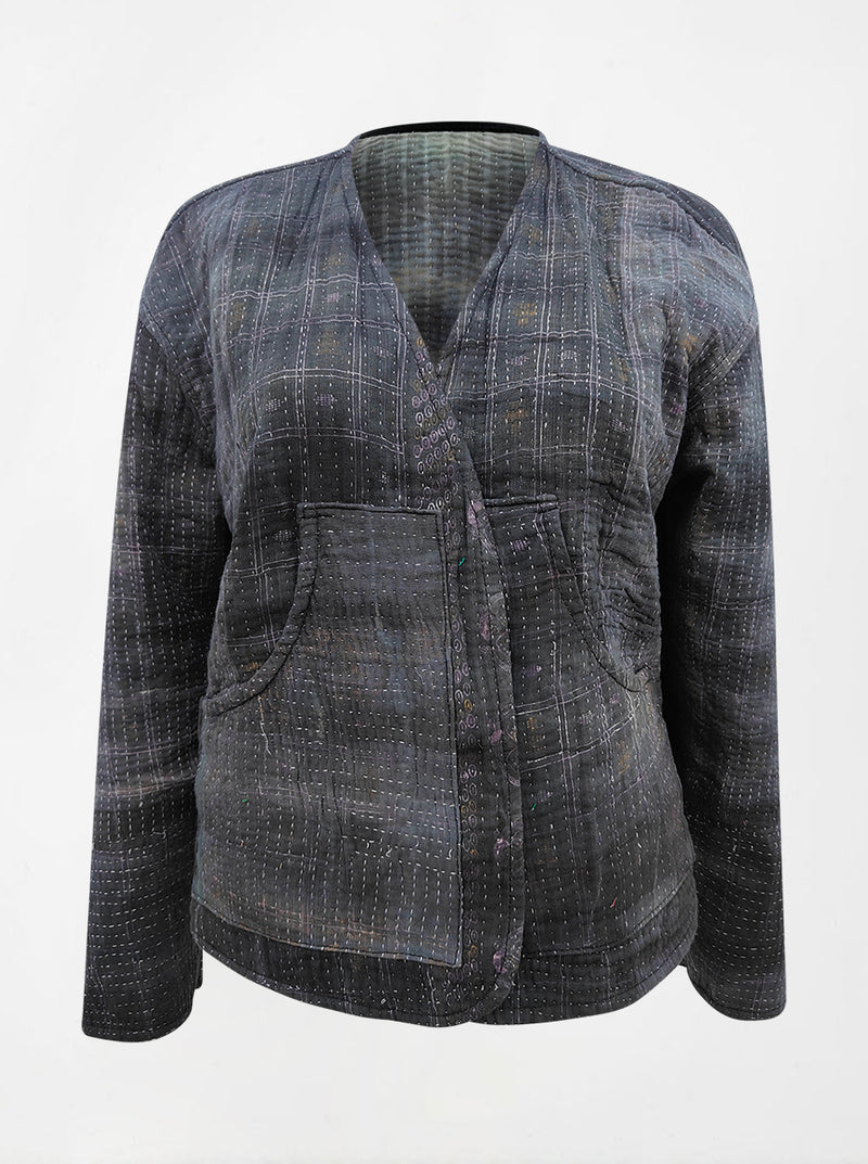 kantha vintage vest with sleeves shravni (tie and dye)
