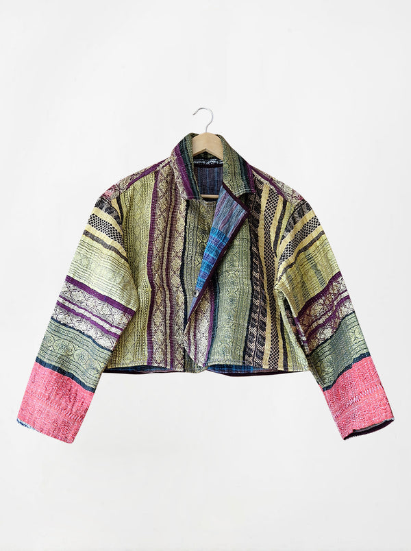 kantha vintage crop jacket poonam (zari)