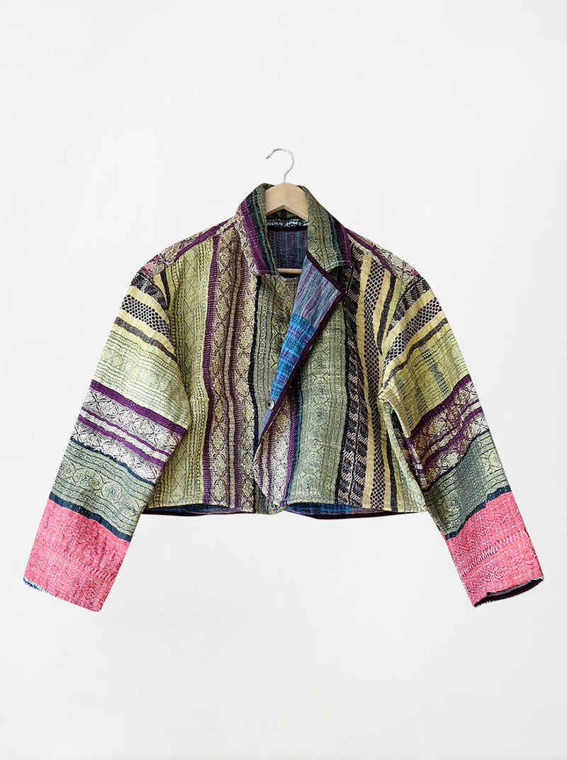 kantha vintage crop jacket poonam (zari)