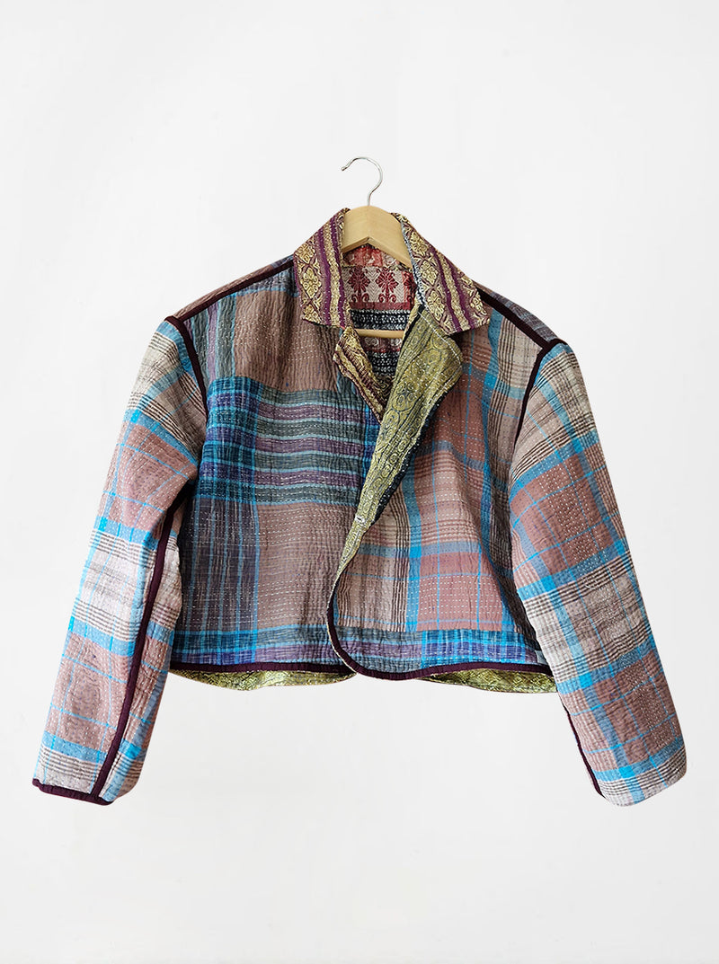 kantha vintage crop jacket poonam (zari)