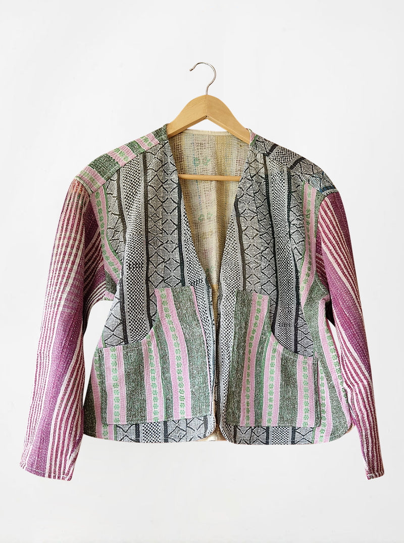 kantha vintage vest with sleeves deena (zari)
