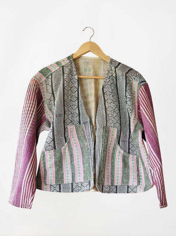 kantha vintage vest with sleeves deena (zari)