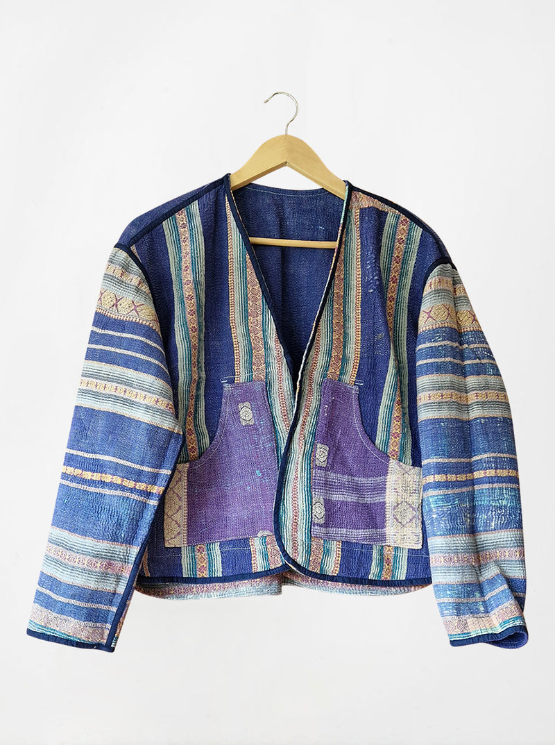 kantha vintage vest with sleeves ahaana (zari)