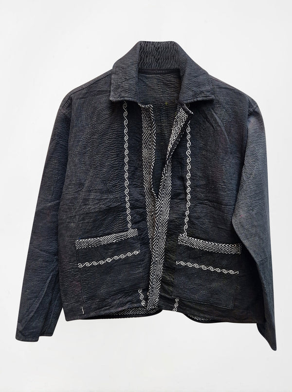 kantha reversible collar jacket kali