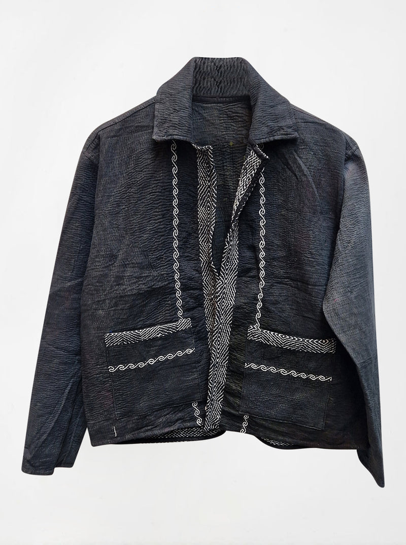 kantha reversible collar jacket kali