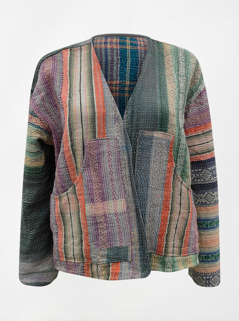 kantha vintage vest with sleeves kiara (shravan)