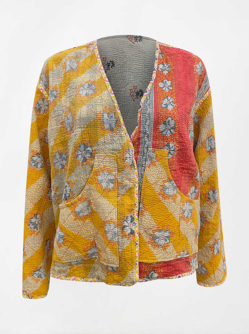 kantha vintage vest with sleeves ruhi (shravan)