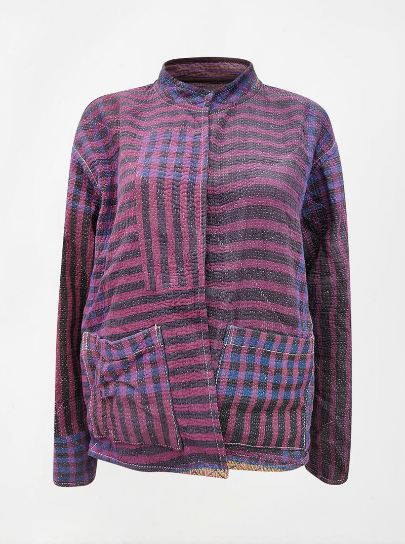 kantha vintage reversible collar vest jasmine (shravan)