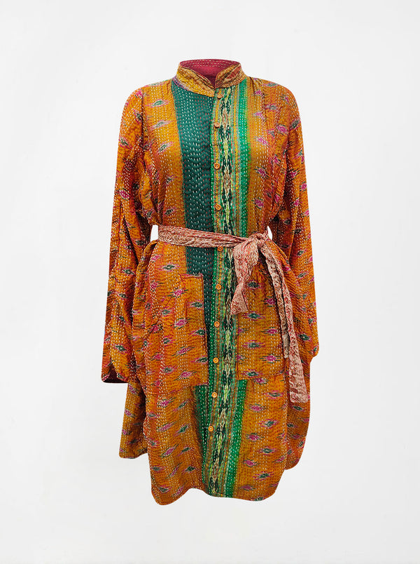 kantha vintage silk dress vrush (XL)