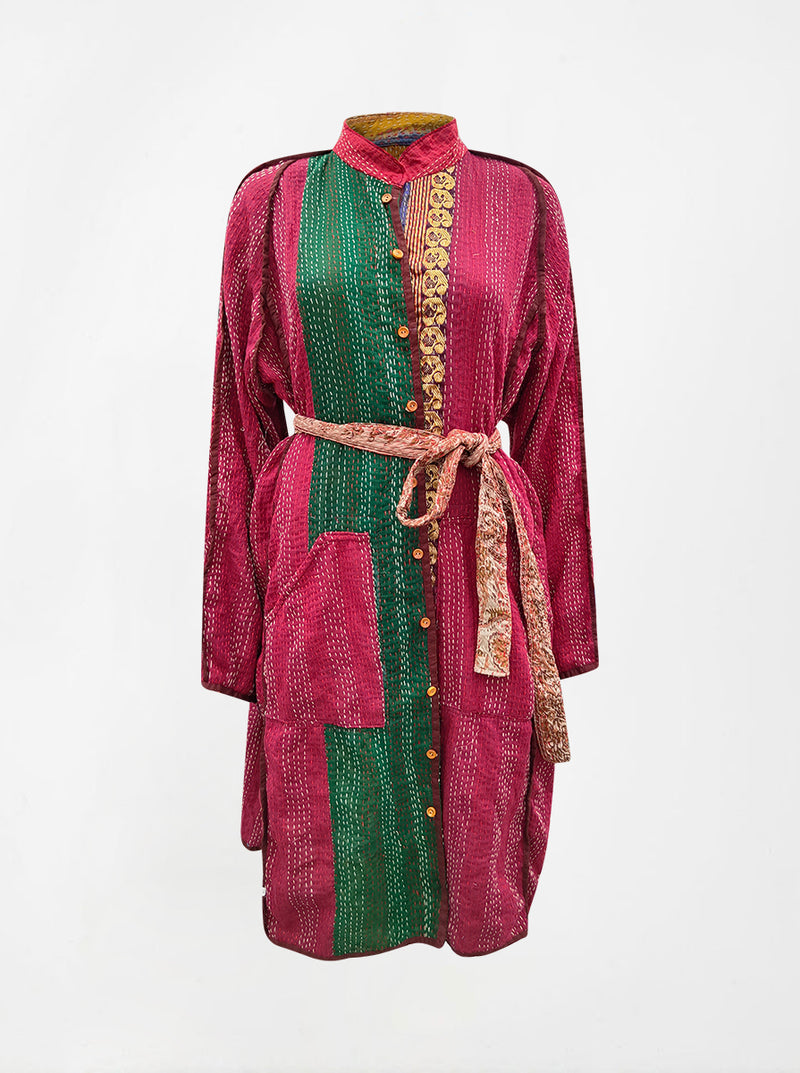 kantha vintage silk dress vrush (XL)