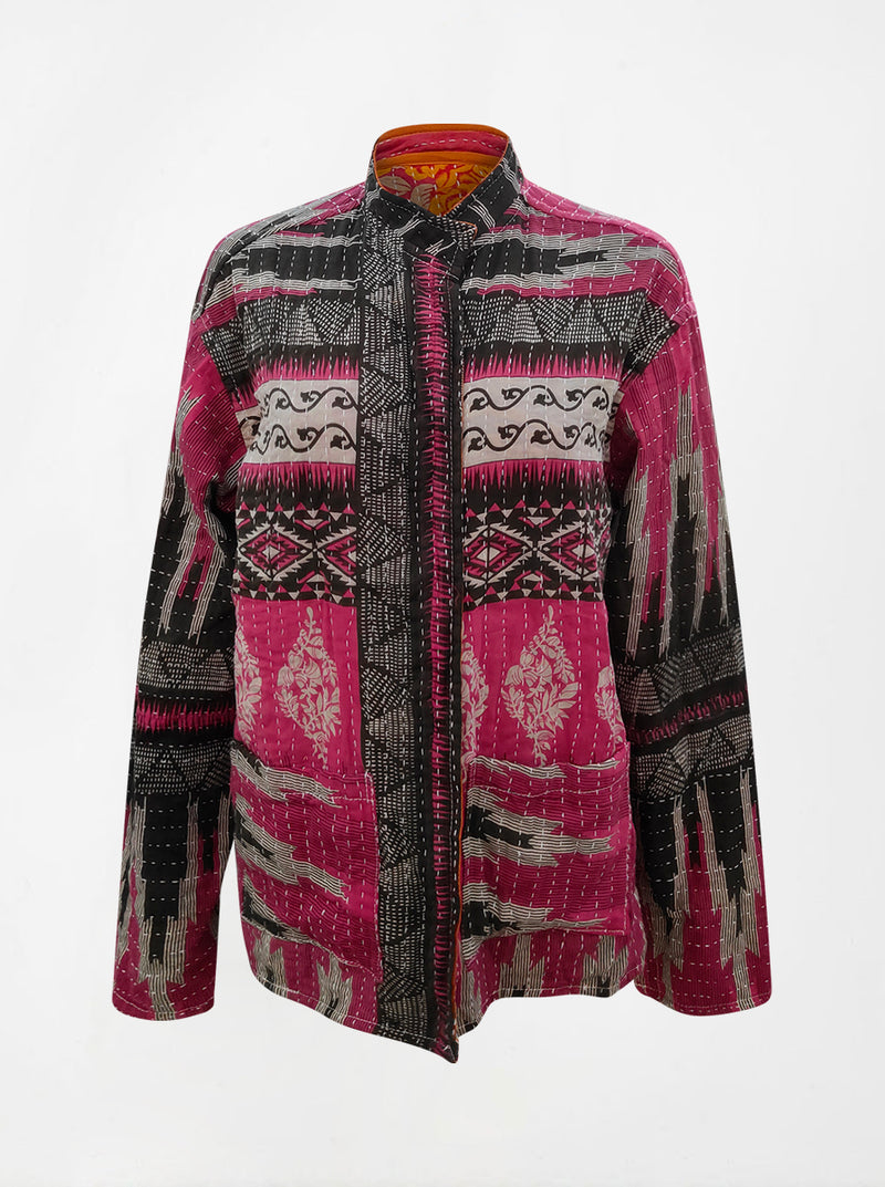 kantha vintage lite long crop jacket banuhi