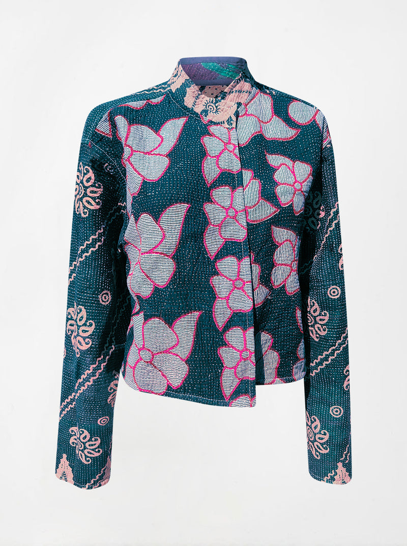 kantha vintage crop jacket shalu (Phool)