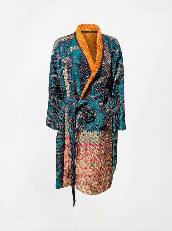 kantha vintage coat long dimple (Phool)