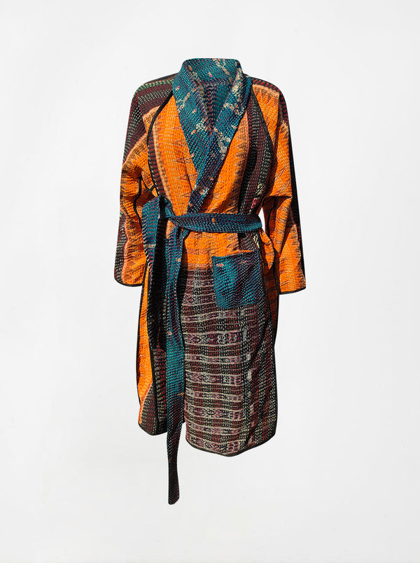 kantha vintage coat long dimple (Phool)