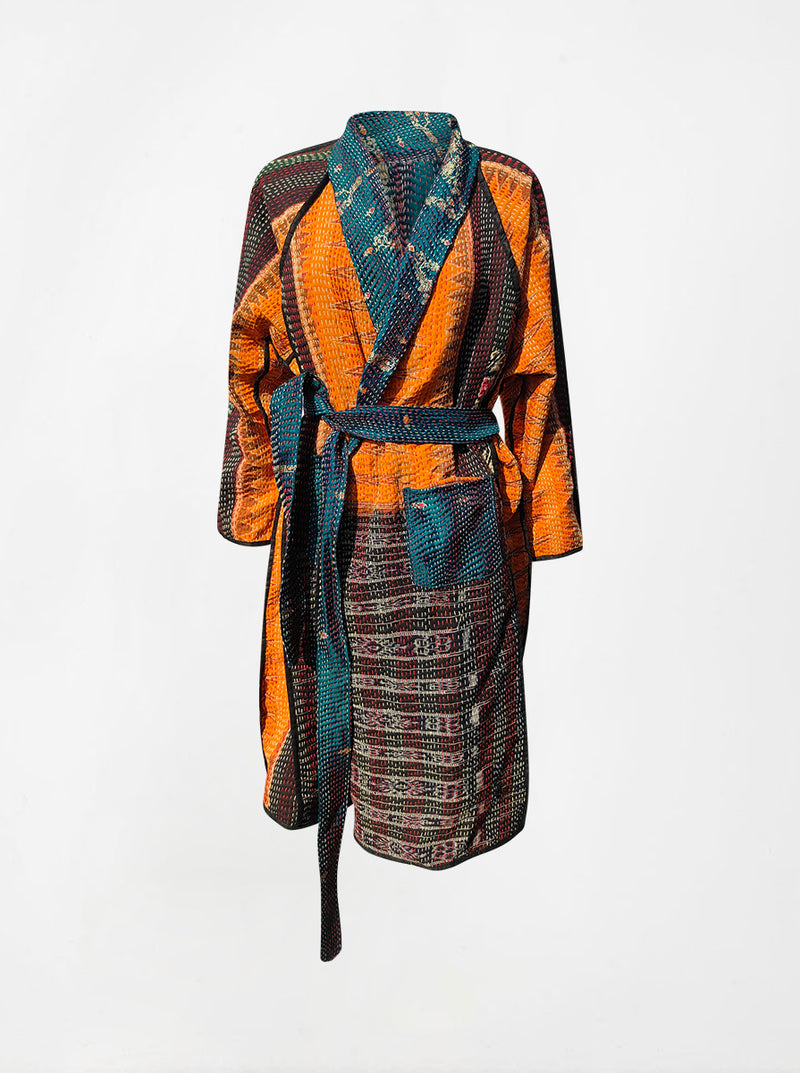 kantha vintage coat long dimple (Phool)