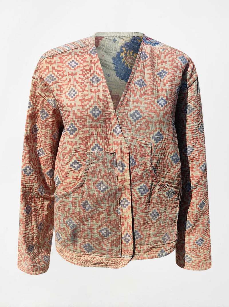 kantha vintage vest with sleeves shrima (Phool)