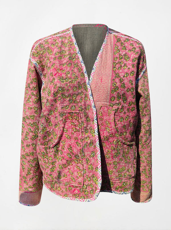 kantha vintage vest with sleeves charu (Phool)