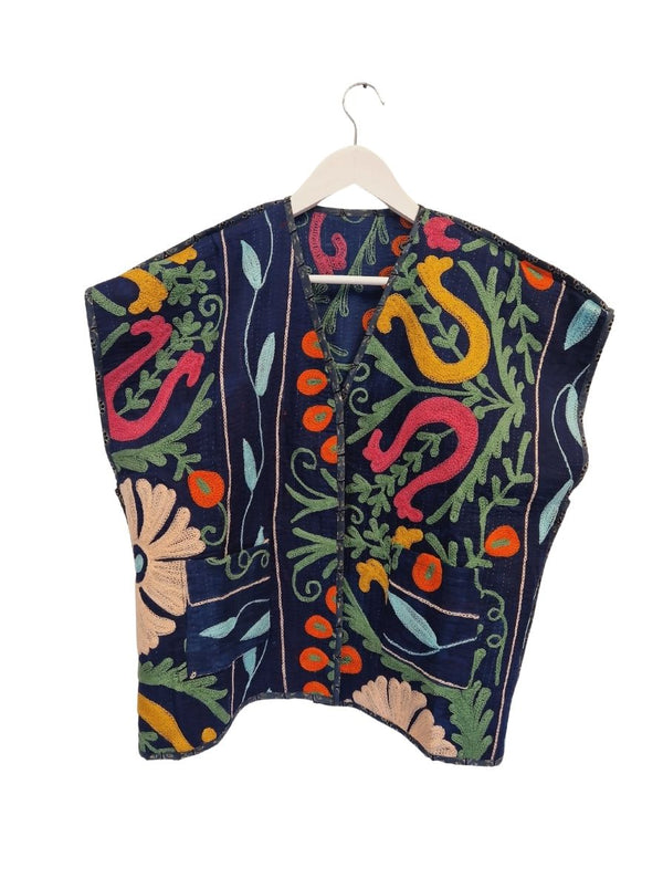 kantha indigo suzani vest