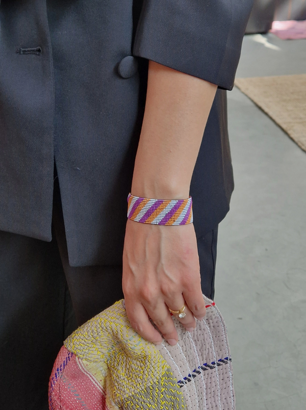 beaded bracelet purple stripes