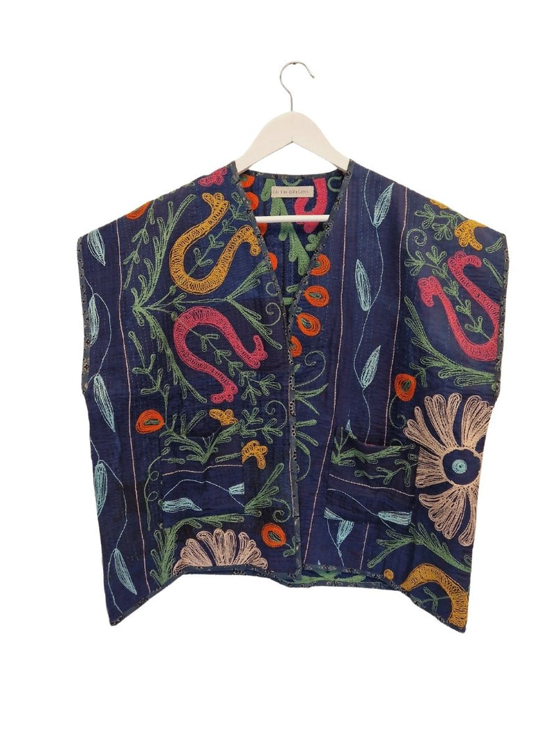 kantha indigo suzani vest