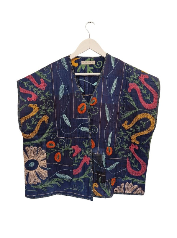 kantha indigo suzani vest