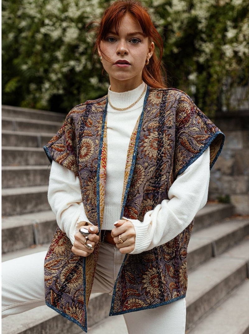 kantha reversible vest