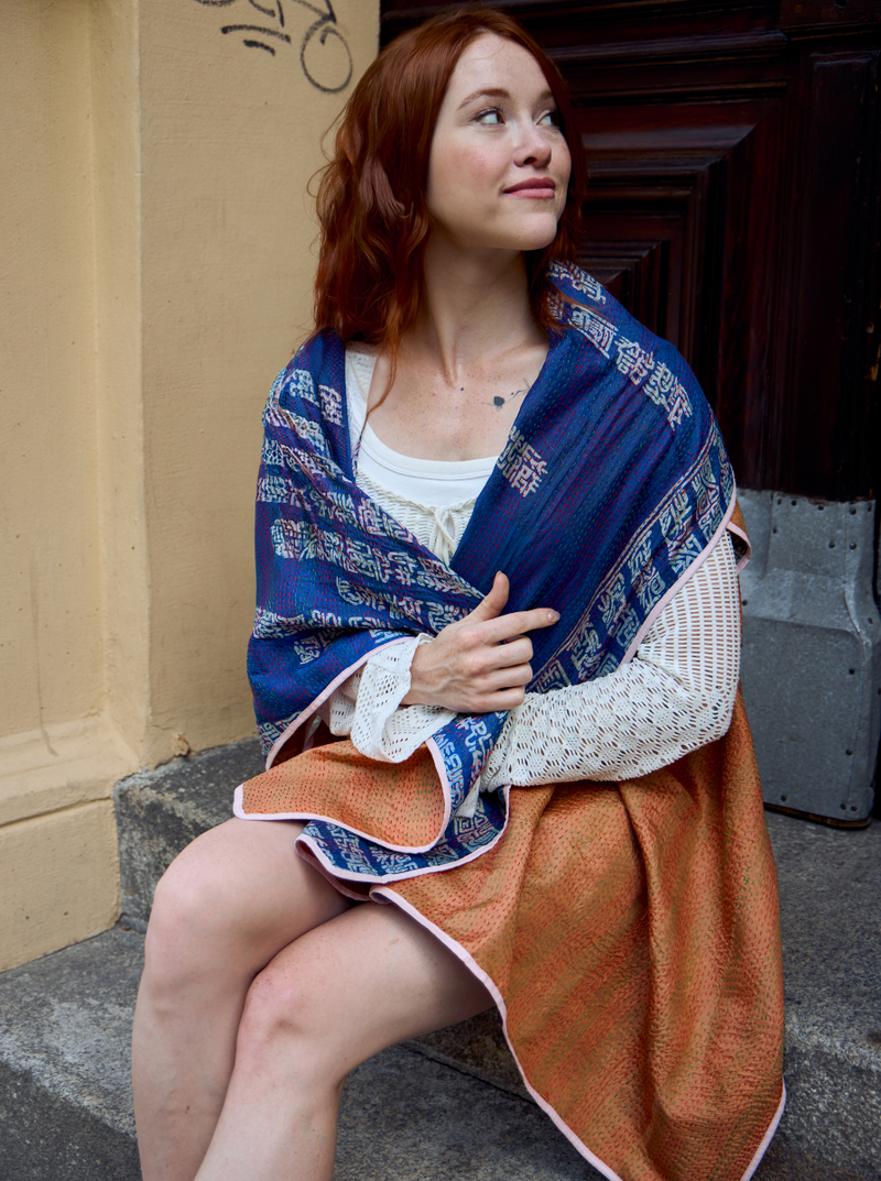kantha vintage silk cape gopi