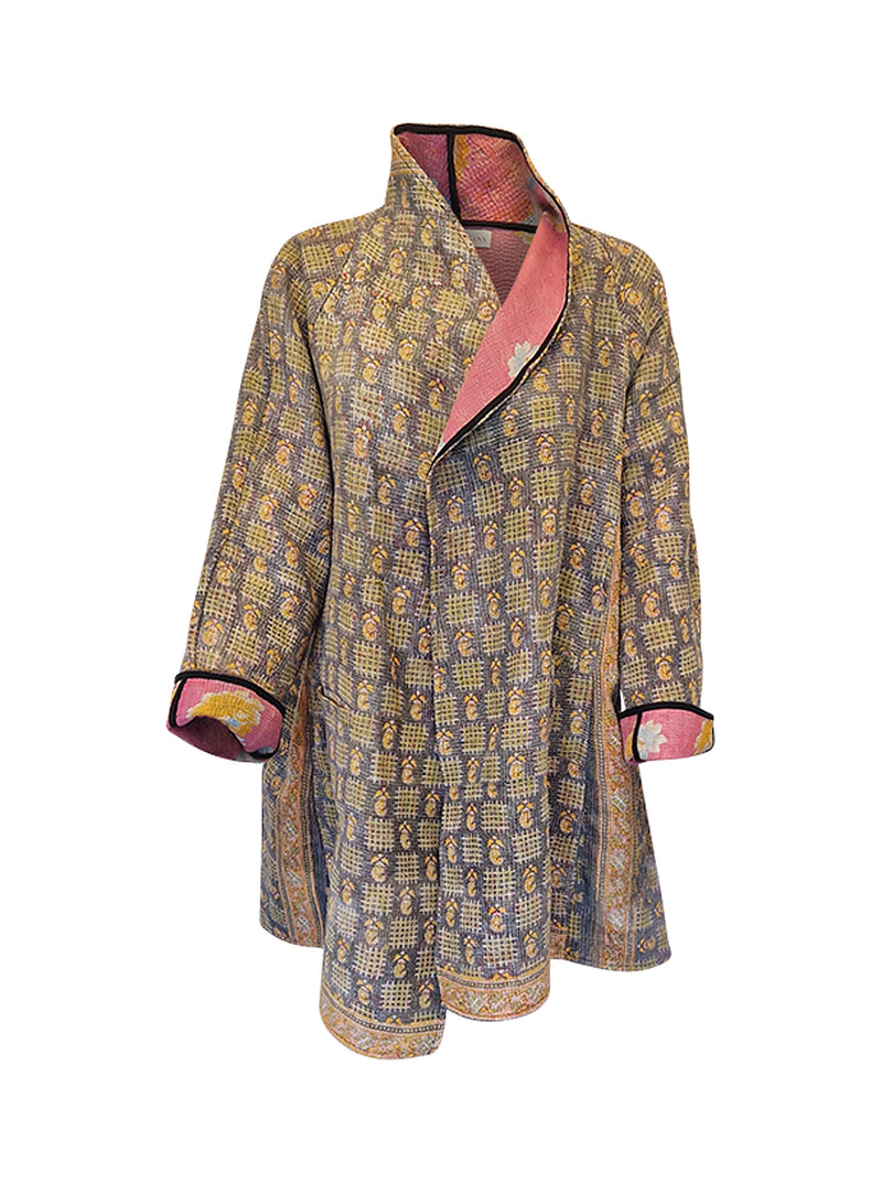 kantha vintage coat short lila
