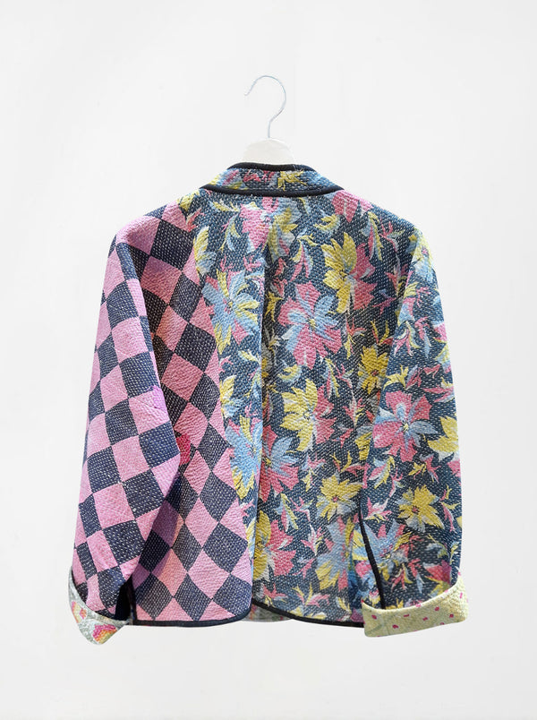 kantha reversible collar vest aditi (sonar)