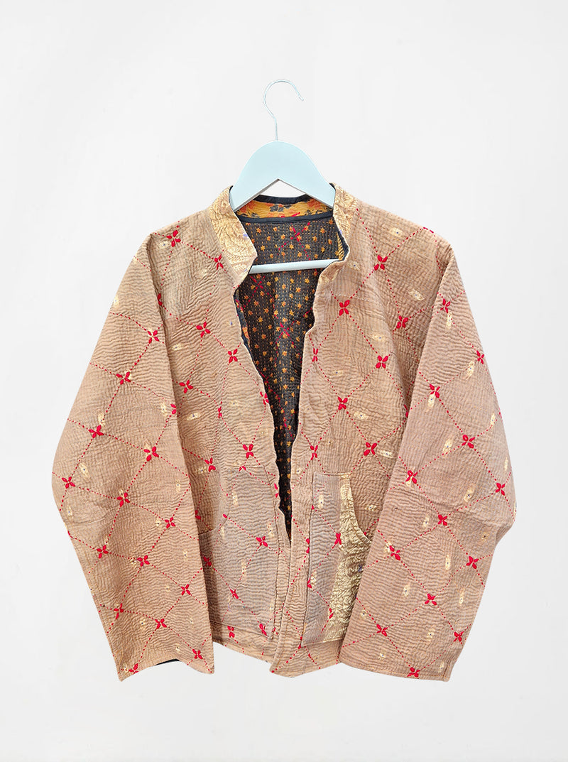 kantha reversible collar vest shavi (holi)