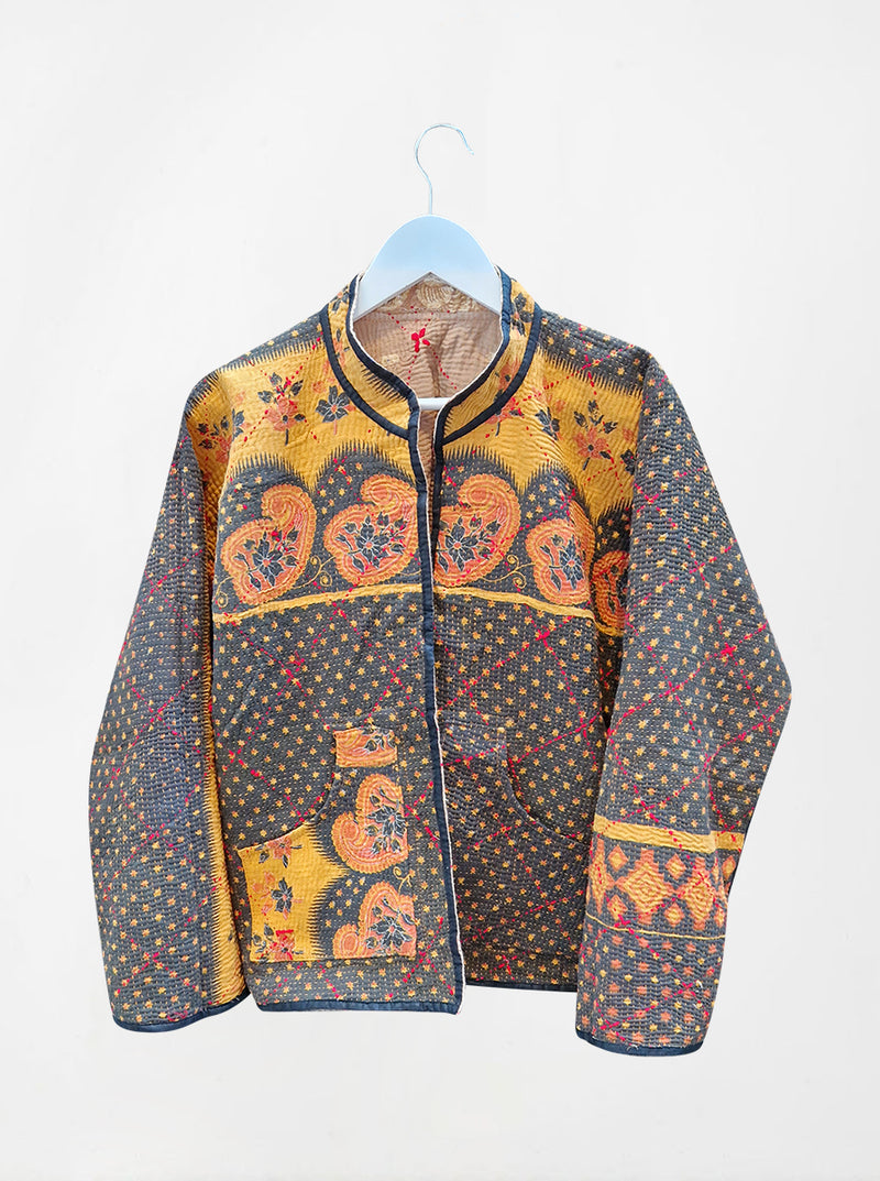 kantha reversible collar vest shavi (holi)