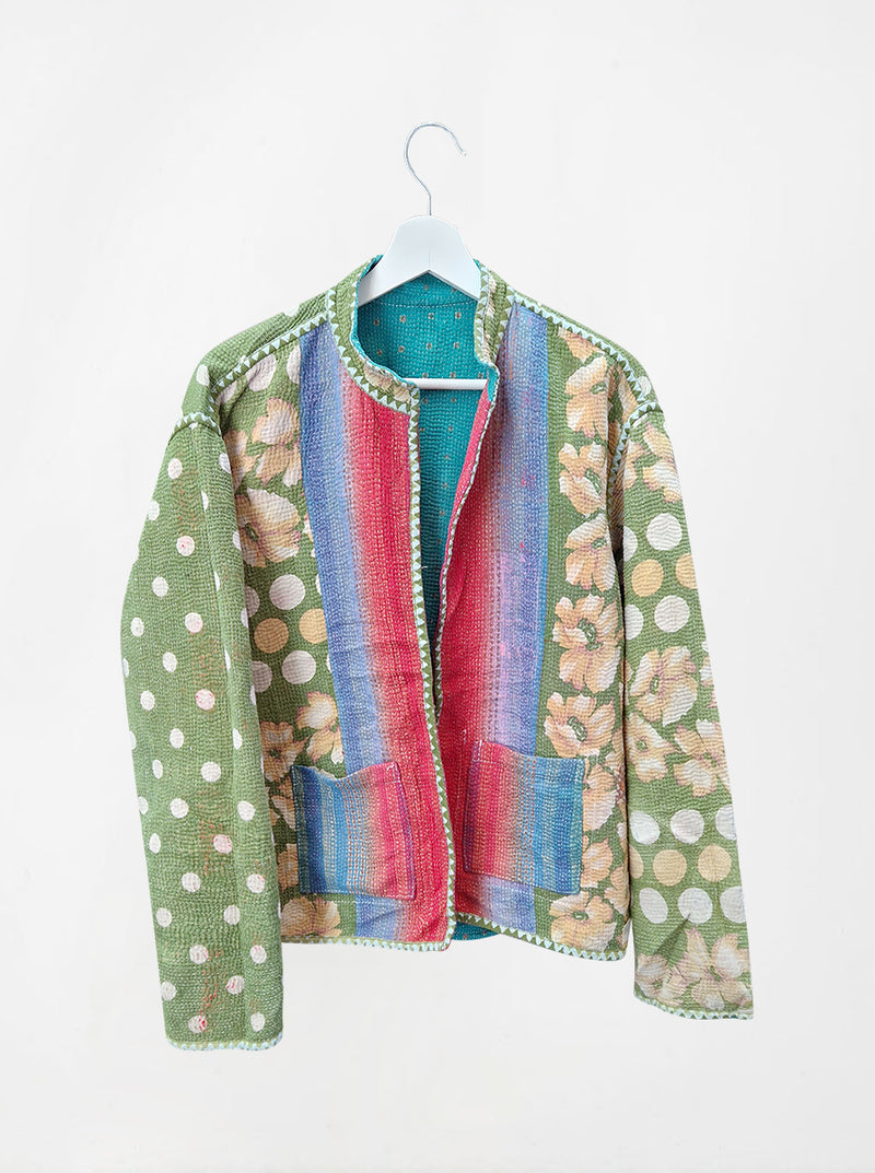 kantha vintage reversible collar vest babi (holi)