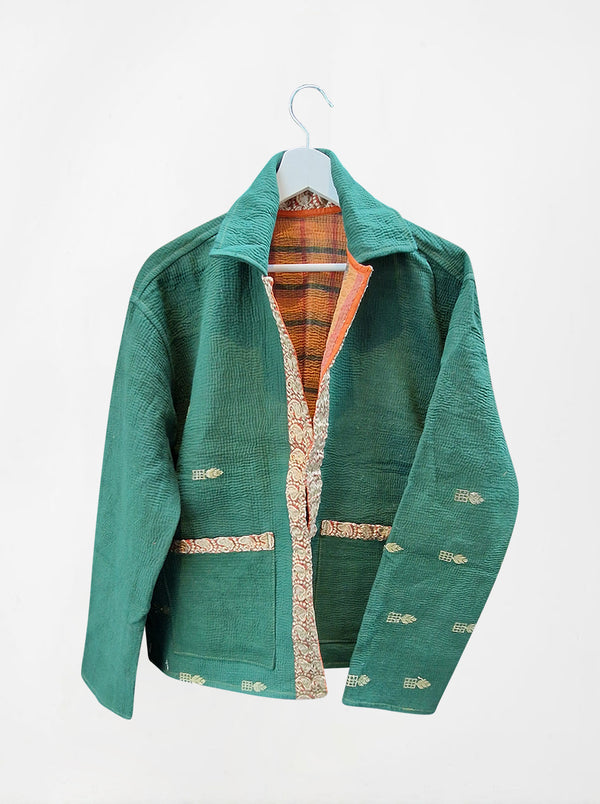 kantha vintage reversible collar vest sharda (holi)