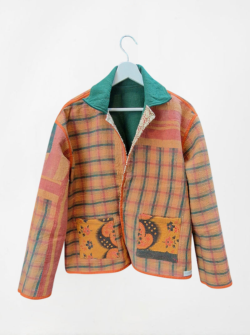 kantha vintage reversible collar vest sharda (holi)