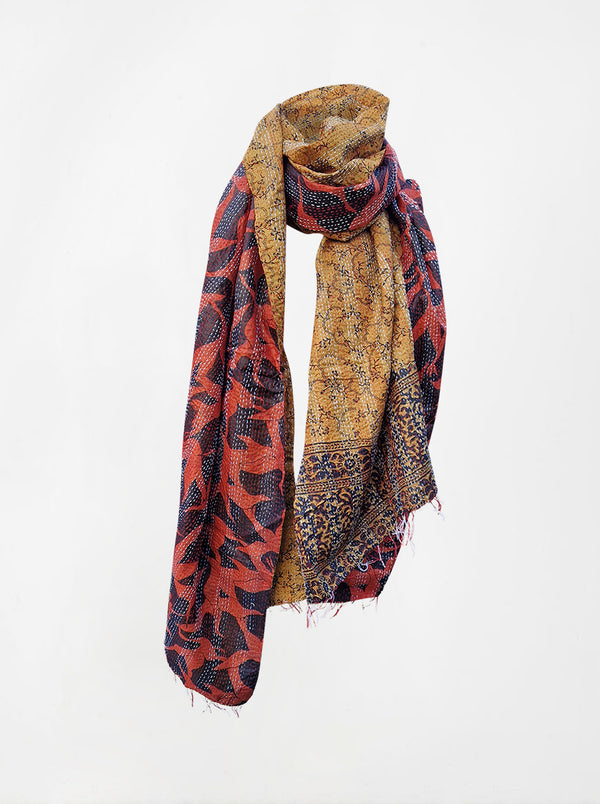 kantha vintage silk shawl