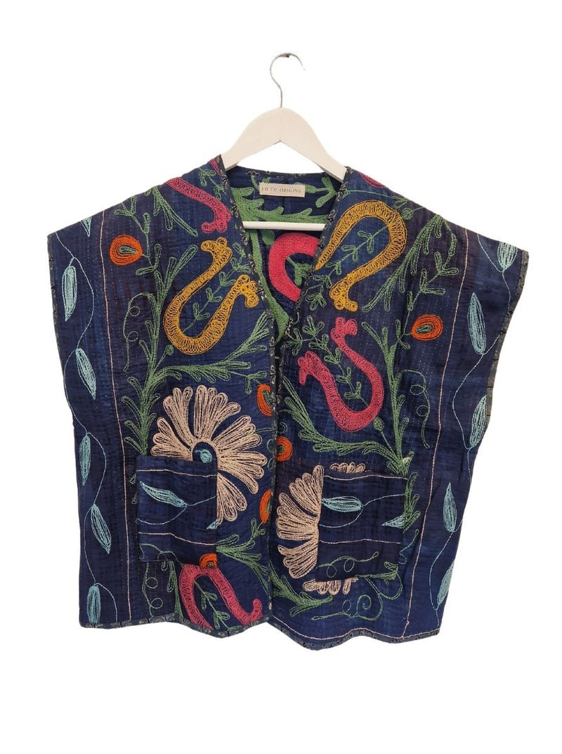 kantha indigo suzani vest