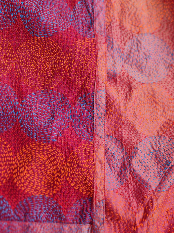 kantha vintage reversible silk vest red pink sample