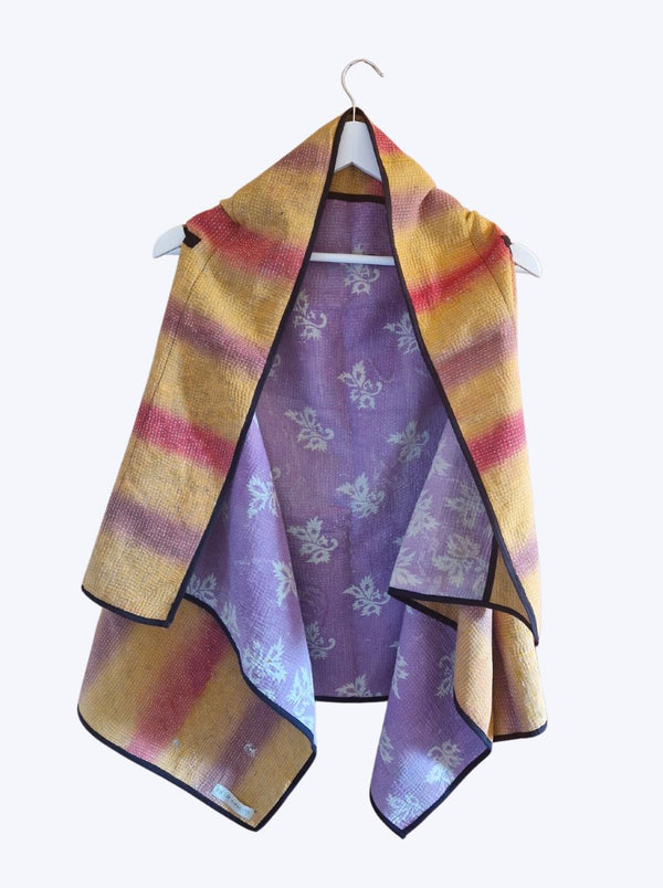 kantha vintage cape - orange purple