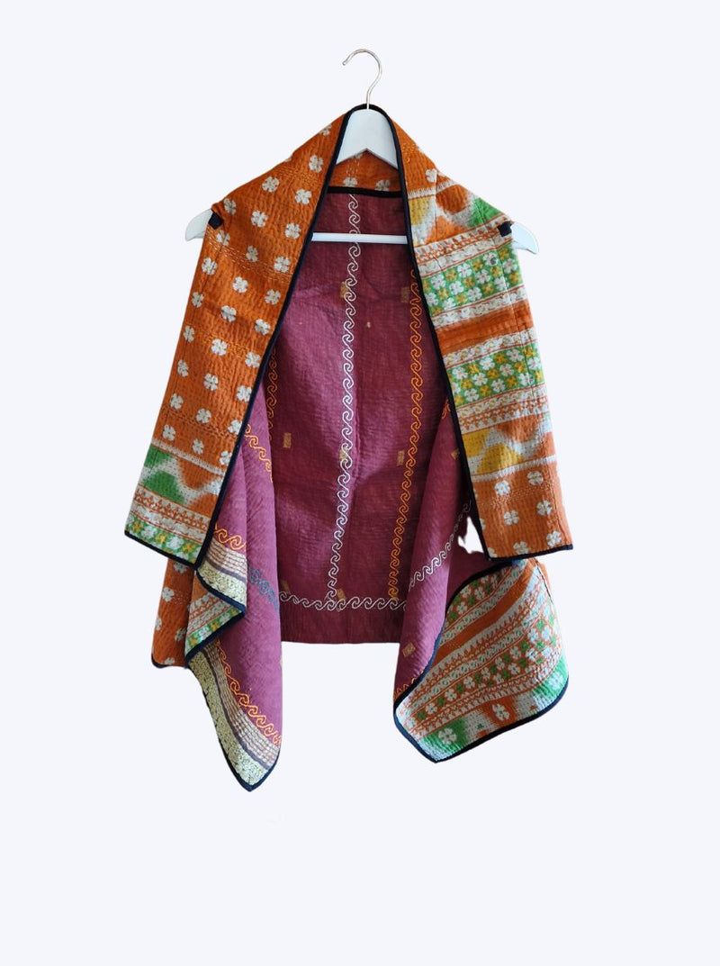kantha vintage cape - orange love