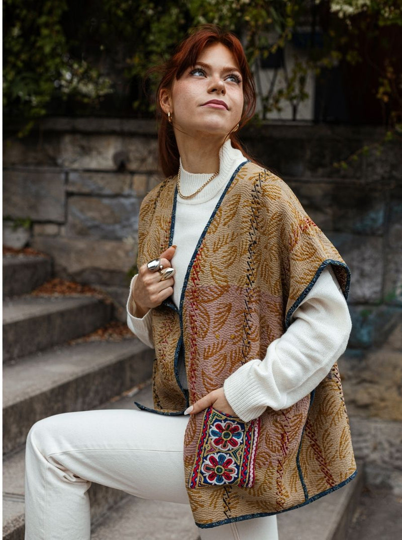 kantha reversible vest