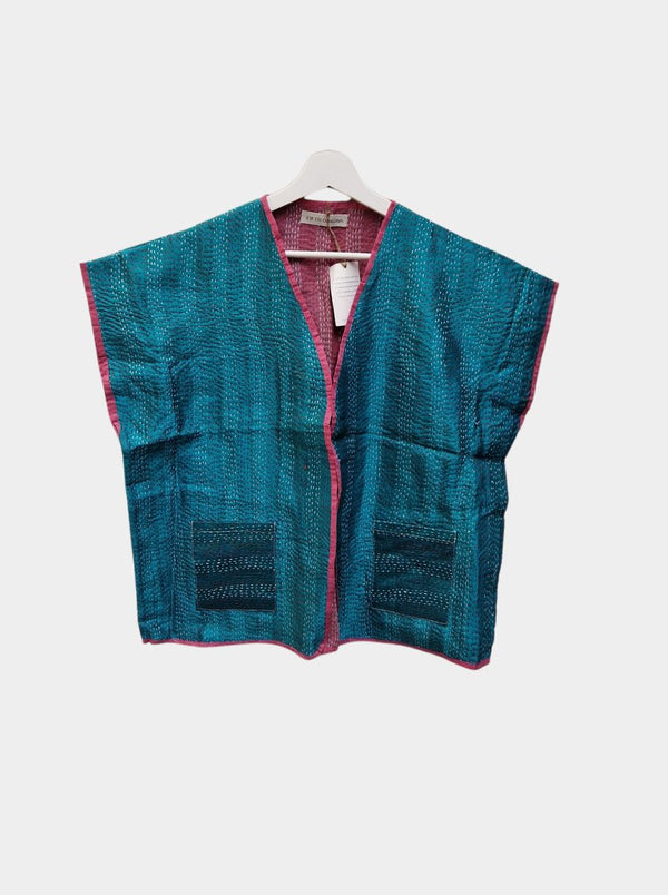 kantha vintage reversible silk cotton vest sudhi