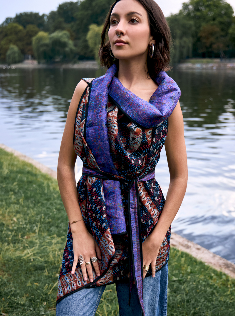 kantha vintage silk cape gopi