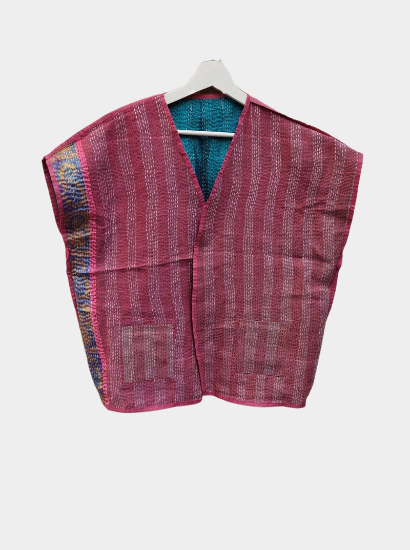 kantha vintage reversible silk cotton vest sudhi