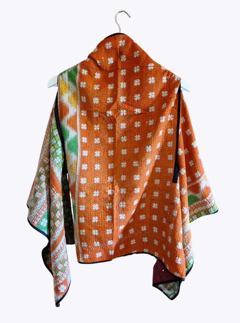 kantha vintage cape - orange love