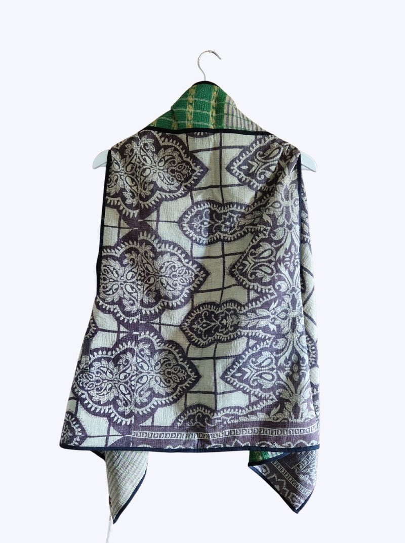 kantha vintage cape - green black